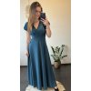 Šaty dlouhé elegantní letní s rukávem s volánky dámské (S/M ONE SIZE) ITALSKÁ MÓDA IM423LAILA (Velikost S/M/L, Barva Černá)