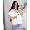 Tunika s přívěškem krátký rukáv dámská nadrozměr (3XL/4XL ONE SIZE) ITALSKÁ MÓDA IMWQ24079/DUR (Velikost 3XL/4XL, Barva bílá)