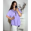 Tunika s přívěškem krátký rukáv dámská nadrozměr (3XL/4XL ONE SIZE) ITALSKÁ MÓDA IMWQ24079/DUR (Velikost 3XL/4XL, Barva bílá)