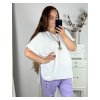 Tunika s přívěškem krátký rukáv dámská nadrozměr (3XL/4XL ONE SIZE) ITALSKÁ MÓDA IMWQ24079/DUR (Velikost 3XL/4XL, Barva bílá)