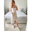 Sukně strečová dlouhá s páskem dámská nadrozměr (S/M/L one size) ITALSKÁ MÓDA IMWEC24038/DUR (Velikost M/L, Barva béžová)