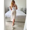 Sukně strečová dlouhá s páskem dámská nadrozměr (S/M/L one size) ITALSKÁ MÓDA IMWEC24038/DUR (Velikost M/L, Barva béžová)