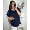 Tunika krátký rukáv dámská nadrozměr (3XL/4XL ONE SIZE) ITALSKÁ MÓDA IMWQ24086/DUR (Velikost 3XL/4XL, Barva bílá)