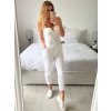 Kalhoty dlouhé letní strečové s páskem dámské (S/M/L ONE SIZE) ITALSKÁ MÓDA IM324031/DU (Velikost M/L, Barva bílá)