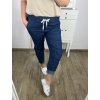 Kalhoty  s páskem dámské nadrozměr (XL/2XL/3XL ONE SIZE) ITALSKá MóDA IM424211/DR (Velikost 2XL/3XL, Barva světle modrá)