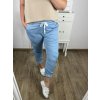 Kalhoty  s páskem dámské nadrozměr (XL/2XL/3XL ONE SIZE) ITALSKá MóDA IM424211/DR (Velikost 2XL/3XL, Barva světle modrá)