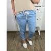 Kalhoty  s páskem dámské nadrozměr (XL/2XL/3XL ONE SIZE) ITALSKá MóDA IM424211/DR (Velikost 2XL/3XL, Barva světle modrá)