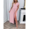 Šaty dlouhé společenské krátký rukáv dámské (S/M ONE SIZE) ITALSKÁ MÓDA IMD23299/DUR (Velikost S/M/L, Barva béžová)