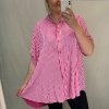 Košile krátký rukáv dámské nadrozměrné Viskozové (XL-5XL) ITALSKÁ MÓDA IM4211661/DR (Velikost XL-5XL, Barva červená)