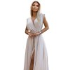 509-2 Elegantní dlouhé šaty vázané na mnoho způsobů - béžové se třpytkami