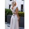 509-2 Elegantní dlouhé šaty vázané na mnoho způsobů - béžové se třpytkami