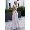 509-2 Elegantní dlouhé šaty vázané na mnoho způsobů - béžové se třpytkami