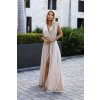 509-2 Elegantní dlouhé šaty vázané na mnoho způsobů - béžové se třpytkami