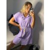 Šaty košilové krátký rukáv dámské (S/M/L ONE SIZE) ITALSKá MóDA IM321258/DR (Velikost S/M/L, Barva modrá)