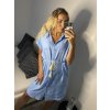 Šaty košilové krátký rukáv dámské (S/M/L ONE SIZE) ITALSKá MóDA IM321258/DR (Velikost S/M/L, Barva modrá)