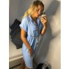 Šaty košilové krátký rukáv dámské (S/M/L ONE SIZE) ITALSKá MóDA IM321258/DR (Velikost S/M/L, Barva modrá)