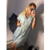 Šaty košilové krátký rukáv dámské (S/M/L ONE SIZE) ITALSKá MóDA IM321258/DR (Velikost S/M/L, Barva modrá)