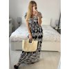 Šaty dlouhé elegantní icecool krátký rukáv dámské (S/M,L/XL) AINUOSI  ITALSKÁ MODA IMB24JA215/DUR (Velikost L/XL, Barva Černá)