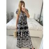 Šaty dlouhé elegantní icecool krátký rukáv dámské (S/M,L/XL) AINUOSI  ITALSKÁ MODA IMB24JA215/DUR (Velikost L/XL, Barva Černá)