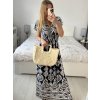 Šaty dlouhé elegantní icecool krátký rukáv dámské (S/M,L/XL) AINUOSI  ITALSKÁ MODA IMB24JA215/DUR (Velikost L/XL, Barva Černá)