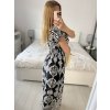 Šaty dlouhé elegantní icecool krátký rukáv dámské (S/M,L/XL) AINUOSI  ITALSKÁ MODA IMB24JA215/DUR (Velikost L/XL, Barva Černá)