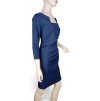 Šaty elegantní pouzdrové 3/4 rukáv dámské (S-XL) ITALSKÁ MÓDA IMM23M23121-2/DUR (Velikost S, Barva tmavě modrá)
