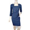 Šaty elegantní pouzdrové 3/4 rukáv dámské (S-XL) ITALSKÁ MÓDA IMM23M23121-2/DUR (Velikost S, Barva tmavě modrá)