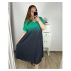 Šaty letní krátký rukáv dámské nadrozměr (3XL/4XL ONE SIZE) ITALSKÁ MÓDA IMWQ24076-6/DUR (Velikost 3XL/4XL, Barva zelená)