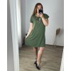 Šaty oversize krátký rukáv dámské nadrozměr (46/50 ONE SIZE) ITALSKÁ MÓDA IMBM24077/DUR (Velikost 48/50, Barva modrá královská)