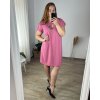 Šaty oversize krátký rukáv dámské nadrozměr (46/50 ONE SIZE) ITALSKÁ MÓDA IMBM24077/DUR (Velikost 48/50, Barva modrá královská)