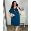 Šaty oversize krátký rukáv dámské nadrozměr (46/50 ONE SIZE) ITALSKÁ MÓDA IMBM24077/DUR (Velikost 48/50, Barva modrá královská)