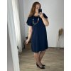 Šaty oversize krátký rukáv dámské nadrozměr (46/50 ONE SIZE) ITALSKÁ MÓDA IMBM24077/DUR (Velikost 48/50, Barva modrá královská)