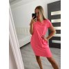 Šaty klasik neon krátký rukáv dámské (S/M ONE SIZE) ITALSKÁ MÓDA IMM24M148727/DU (Velikost S/M/L, Barva růžová neon)