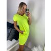 Šaty klasik neon krátký rukáv dámské (S/M ONE SIZE) ITALSKÁ MÓDA IMM24M148727/DU (Velikost S/M/L, Barva růžová neon)