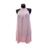 Šaty letní skládané bez rukávu dámské (S/M/L ONE SIZE) ITALSKÁ MÓDA IMWDK24360 (Velikost S/M/L, Barva béžová)
