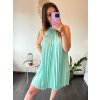 Šaty letní skládané bez rukávu dámské (S/M/L ONE SIZE) ITALSKÁ MÓDA IMWDK24360 (Velikost S/M/L, Barva béžová)