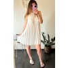 Šaty letní skládané bez rukávu dámské (S/M/L ONE SIZE) ITALSKÁ MÓDA IMWDK24360 (Velikost S/M/L, Barva béžová)