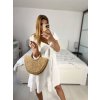 Šaty carmen mušelín krátký rukáv dámské (S/M/L ONE SIZE) ITALSKÁ MÓDA IMWCN24002/DU (Velikost M/L, Barva bílá)