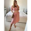 Šaty dlouhé letní s páskem krátký rukáv dámské (S/M ONE SIZE) ITALSKá MóDA IM324200/DU (Velikost S/M/L, Barva Černá)