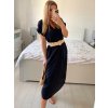Šaty dlouhé letní s páskem krátký rukáv dámské (S/M ONE SIZE) ITALSKá MóDA IM324200/DU (Velikost S/M/L, Barva Černá)