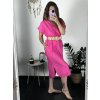 Šaty dlouhé letní s páskem krátký rukáv dámské (S/M ONE SIZE) ITALSKá MóDA IM324200/DU (Velikost S/M/L, Barva Černá)
