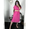 Šaty dlouhé letní s páskem krátký rukáv dámské (S/M ONE SIZE) ITALSKá MóDA IM324200/DU (Velikost S/M/L, Barva Černá)