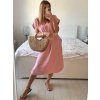 Šaty dlouhé letní s páskem krátký rukáv dámské (S/M ONE SIZE) ITALSKá MóDA IM324200/DU (Velikost S/M/L, Barva Černá)