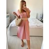 Šaty dlouhé letní s páskem krátký rukáv dámské (S/M ONE SIZE) ITALSKá MóDA IM324200/DU (Velikost S/M/L, Barva Černá)