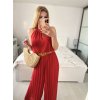 Overal dlouhý elegantní skládaný bez rukávu dámské (S/M ONE SIZE) ITALSKÁ MÓDA IMPGM2323232/DU (Velikost S/M/L, Barva červená)