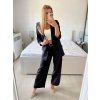 Souprava elegantní sako a kalhoty dámská (S/M ONE SIZE) ITALSKÁ MÓDA IMWB24146/DU (Velikost S/M/L, Barva Černá)