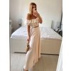 Souprava letní saténová top a sukně  dámská (S/M/L ONE SIZE) ITALSKÁ MÓDA IMWAS24002/DU (Velikost M/L, Barva béžová)