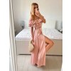 Souprava letní saténová top a sukně  dámská (S/M/L ONE SIZE) ITALSKÁ MÓDA IMWAS24002/DU (Velikost M/L, Barva béžová)