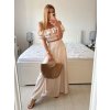 Souprava letní saténová top a sukně  dámská (S/M/L ONE SIZE) ITALSKÁ MÓDA IMWAS24002/DU (Velikost M/L, Barva béžová)