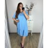 Šaty elegantní krátký rukáv dámské nadrozměr (58/60 ONE SIZE) ITALSKÁ MÓDA IMWQ24065/DR (Velikost 58/60, Barva světle modrá)